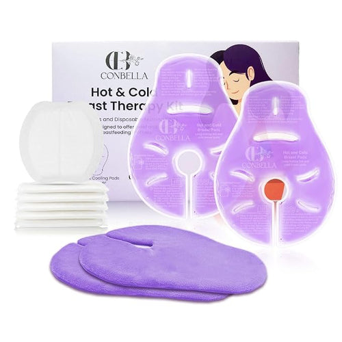 2 Larger Breast Ice Packs with Soft Covers and 6 Breast Pads by CONBELLA