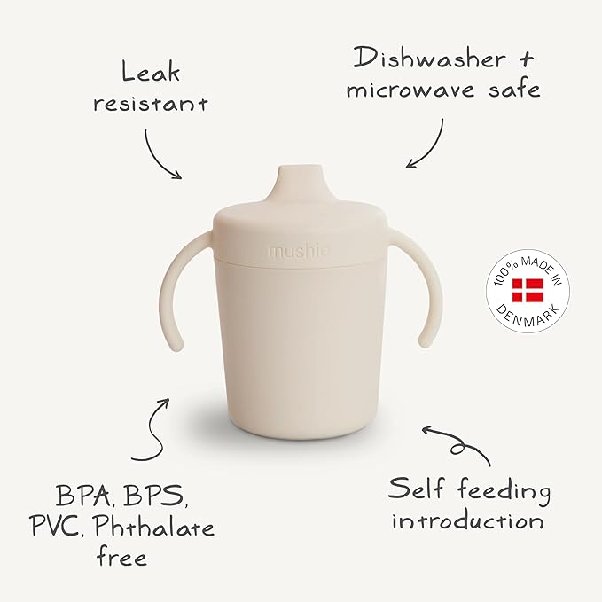 mushie Trainer Sippy Cup | Made in Denmark | Leak Resistant Twist-Off Lid & - Image 9