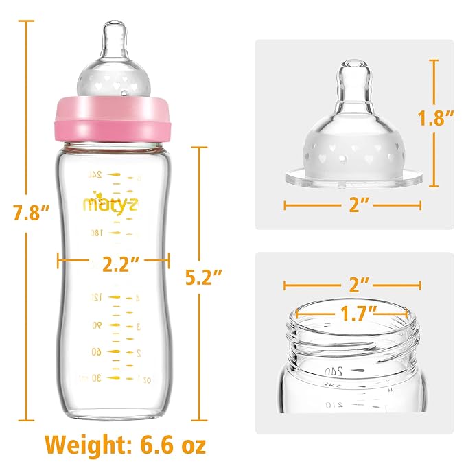 Matyz Glass Breastmilk Baby Feeding Bottle - Image 6