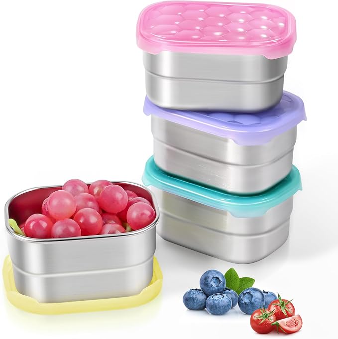 8oz Small Stainless Steel Snack Containers by Tanjiae