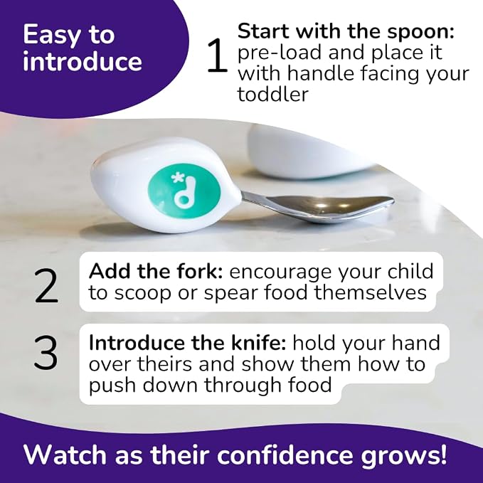 doddl Toddler Utensils, Ergonomic Fork and Spoon Set - Image 5