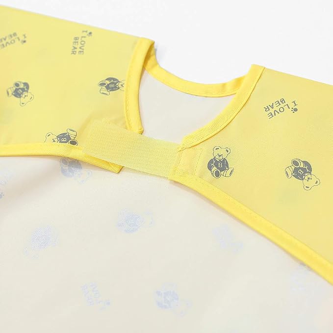 Short Sleeve Waterproof Bib for Toddlers – Feeding Apron for Mealtime, - Image 3