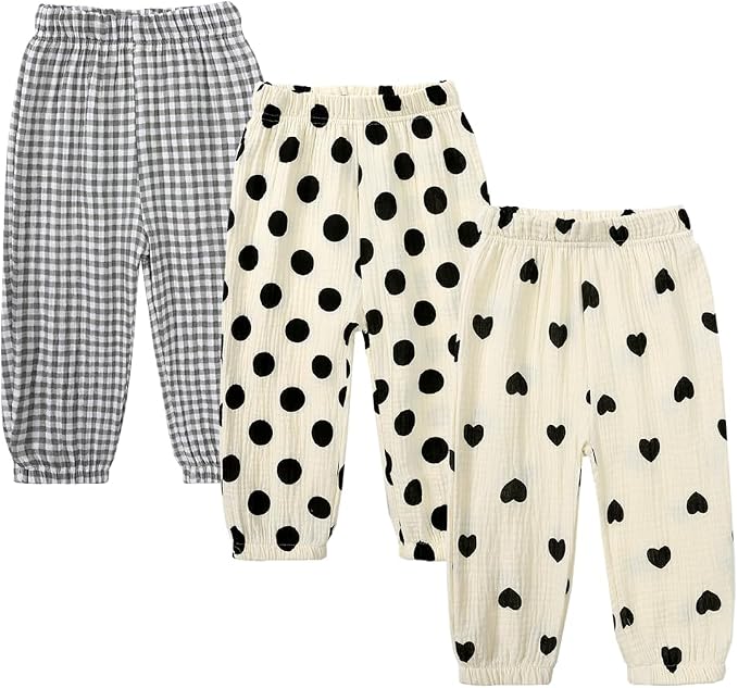 MYGBCPJS Baby Boys Girls Cotton Linen Trousers Kids Casual Ankle Pants Loose by MYGBCPJS