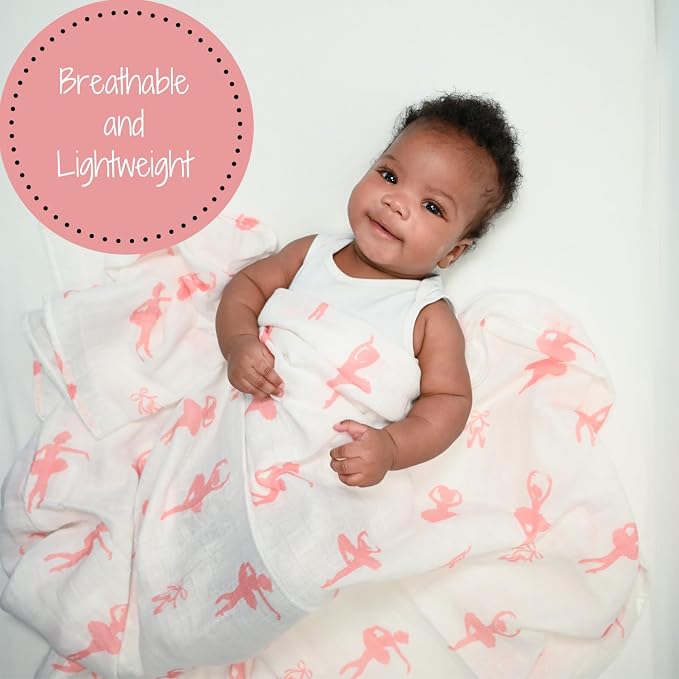 LollyBanks Baby Blanket, 100% Cotton Muslin Swaddle Blankets, Soft Girl Blanket - Image 2