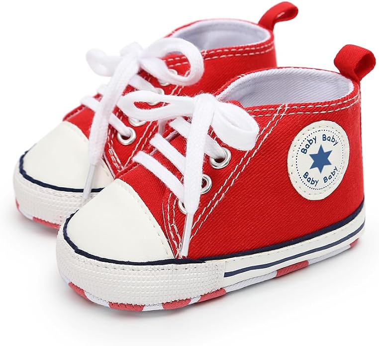 Meckior Baby Girls Boys Canvas Sneakers Soft Sole High-Top Ankle Infant First - Image 2