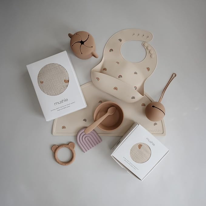 mushie Silicone Baby Bib | Adjustable Fit Waterproof Bibs - Image 2