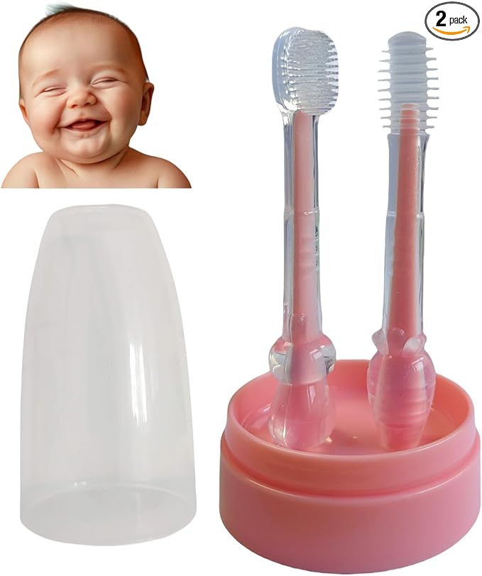Baby Tooth Brush, Infant Toothbrush 6 to 12 Months and0-6 Months, Silicone by FOREVIVE