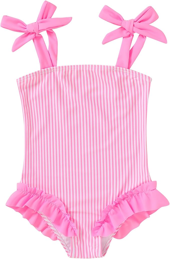 Happy Town Toddler Swimsuit Girl Solid Color Stripe One-Piece Baby Bathing Suits by HappyTown