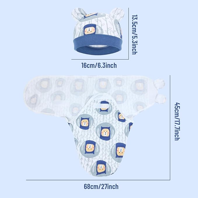 Cinaci 2 Pack Adjustable Soft Cotton Blend Newborn Baby Receiving Swaddle - Image 2