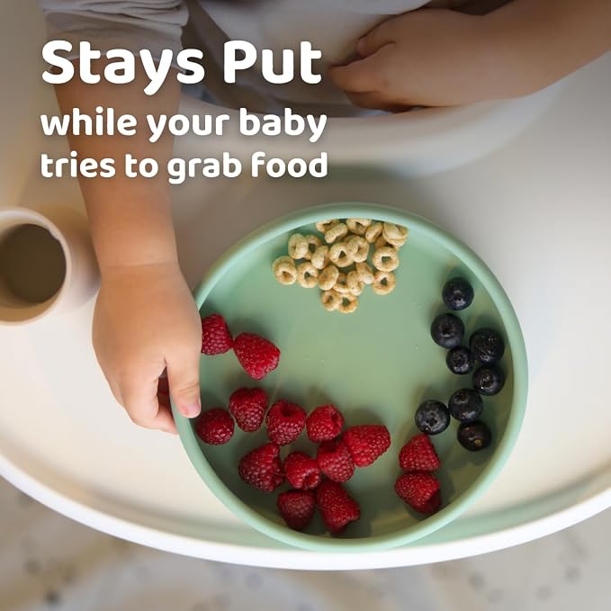 APLAINR Silicone Baby/Toddler Plate and Bowl Bundle, Oat Cream - Image 4