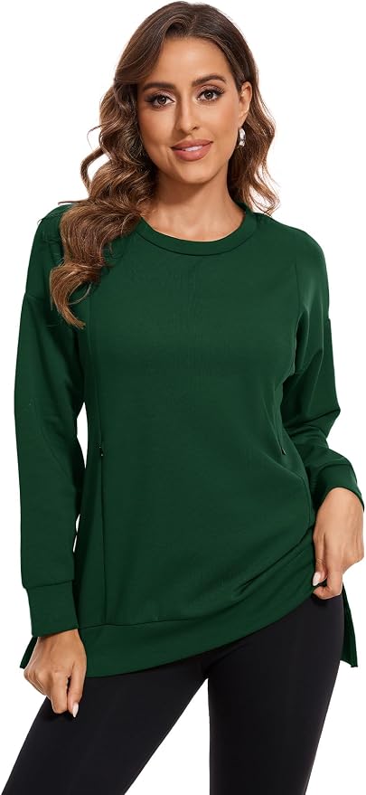 Smallshow Women's Nursing Tops Sweatshirt Long Sleeve Side Split Breastfeeding by Smallshow