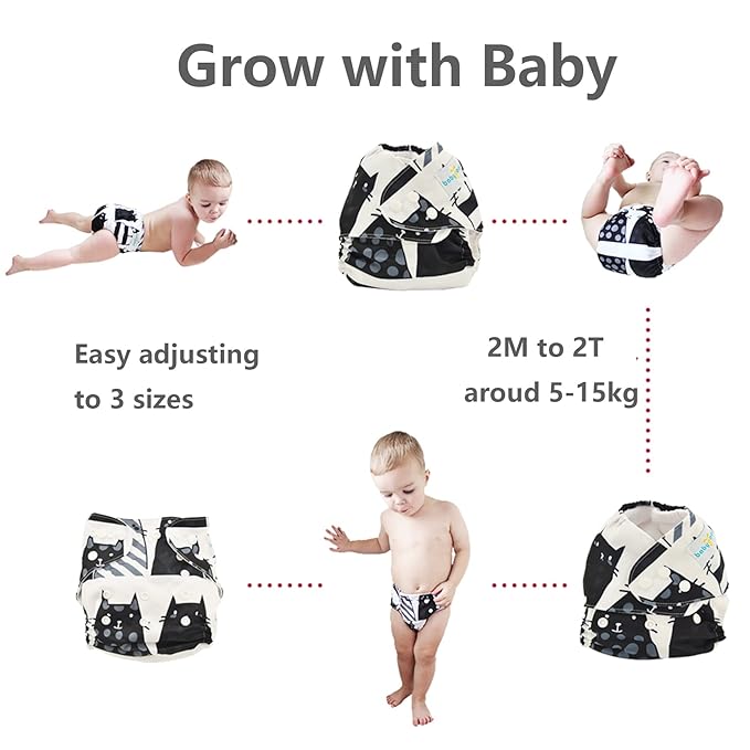 Babygoal Reusable Neutral Cloth Diapers 6 Pack - Image 4