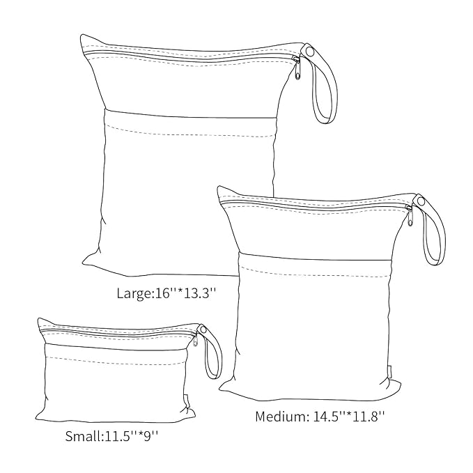 ALVABABY 3pcs Baby Cloth Diaper Wet/Dry Bags|Waterproof Reusable - Image 7
