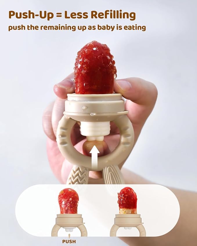 2 Packs Baby Fruit Feeder & Freezer Tray Combo, Push Pop Baby Food Feeder to - Image 3