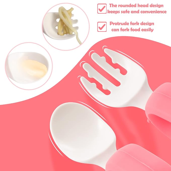 Baby Self Feeding Training Spoon and Fork Set - Image 3
