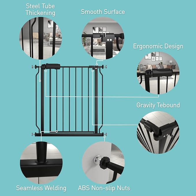WAOWAO Baby Gate 29.13-33.86" Extra Wide Pressure Mounted Walk Through Swing - Image 2
