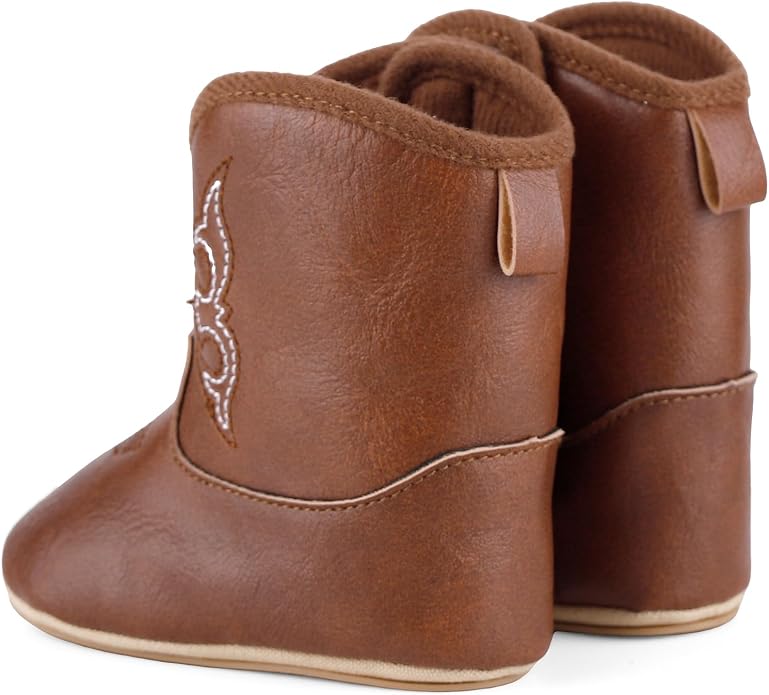 MK MATT KEELY Leather Western Boots Cowboy Bootie Soft Sole Non-Slip Crib Shoes - Image 4