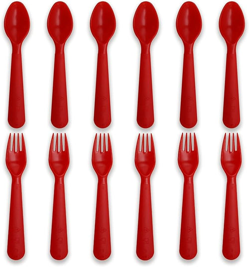 12 Pcs Kids Spoons and Forks Toddler Utensils Plastics Reusable Silverware Baby by Muulaii