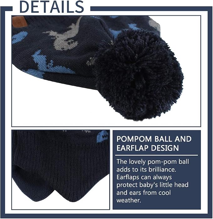 JANGANNSA Knitted Baby Hat Scarf Set Winter Warm Boys Girls Beanie Fleece - Image 3