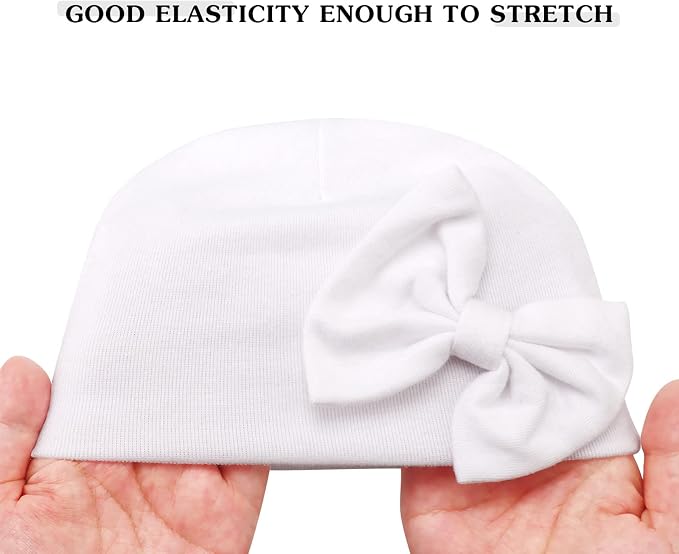 BQUBO Newborn Baby Girls Hats Mittens Set Hospital Hat Beanie Infant Bow Hats - Image 4