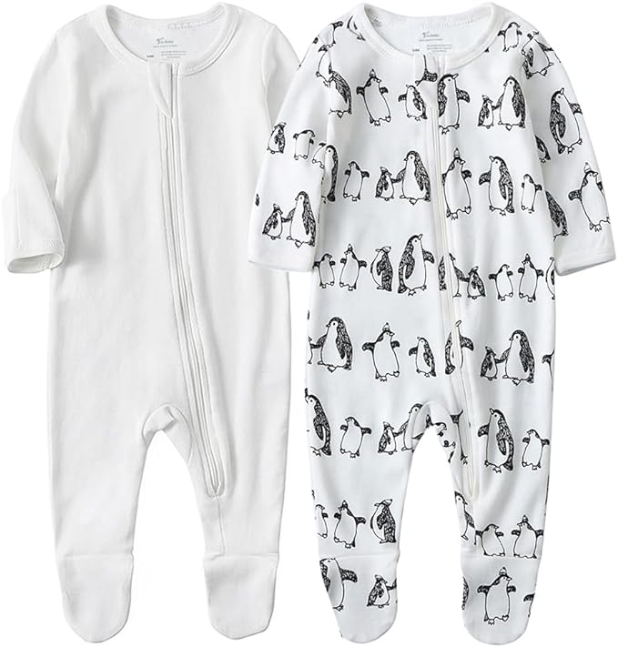 O2 BABY Baby Boys Girls Organic Cotton Zip-Front Sleeper Pajamas, Footed Sleep by O2BABY