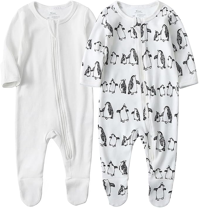 O2 BABY Baby Boys Girls Organic Cotton Zip-Front Sleeper Pajamas, Footed Sleep by O2BABY