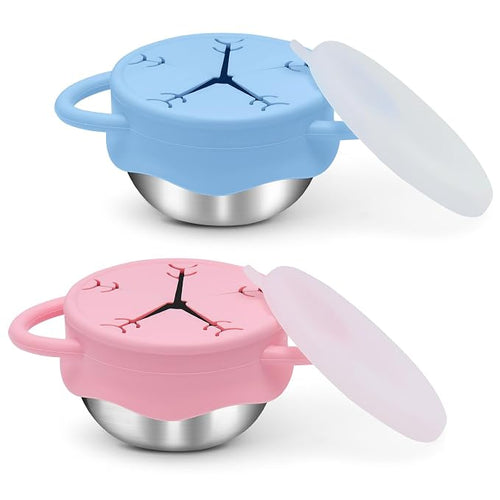 2 Pack Toddler Snack Containers –13.5oz Food Grade Stainless Steel Snack Cups by FHskFH