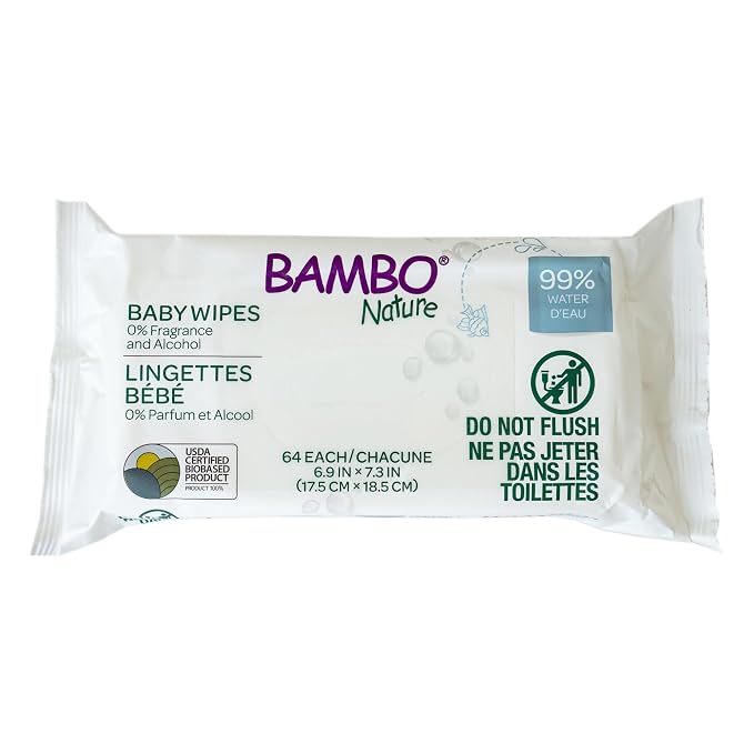 Bambo Nature USDA Certified Biobased Baby Wipes 64 Count by BamboNature