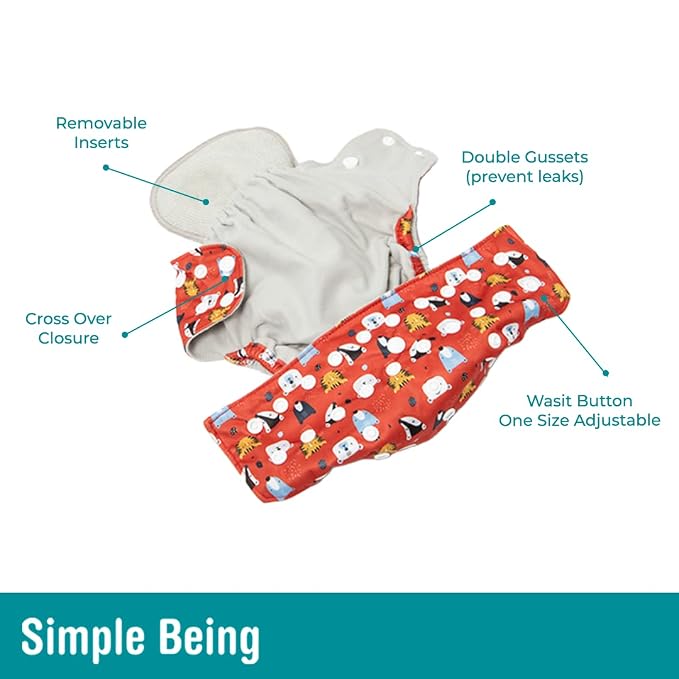 Simple Being Reusable Cloth Diapers, Double Gusset, One Size Adjustable - Image 7
