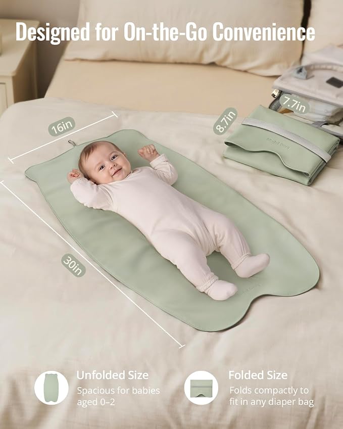 Blissful Diary Vegan Leather Portable Changing Pad, Wipeable & Waterproof Baby - Image 3