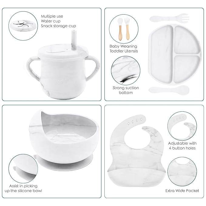 9pc BPA Free Silicone Baby Feeding Set - Image 3