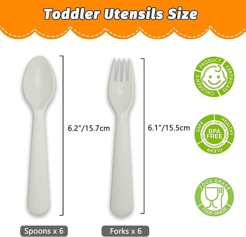12 Pcs Kids Spoons and Forks Toddler Utensils Plastics Reusable Silverware Baby - Image 2
