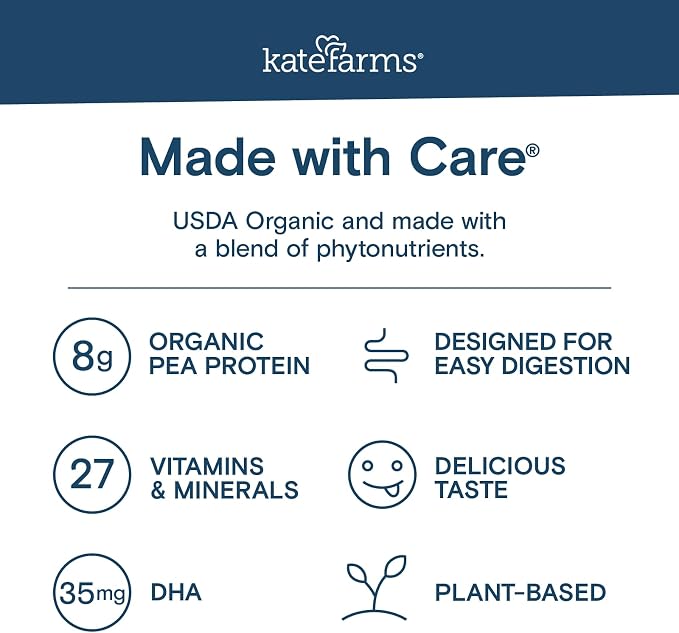 KATE FARMS Organic Kids Nutrition Vanilla Shake, 8g Protein, 27 Vitamins and - Image 4