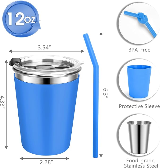 Kids Cups with Lids and Straws, 12oz Toddler Tumblers with Straws and Lids - Image 2