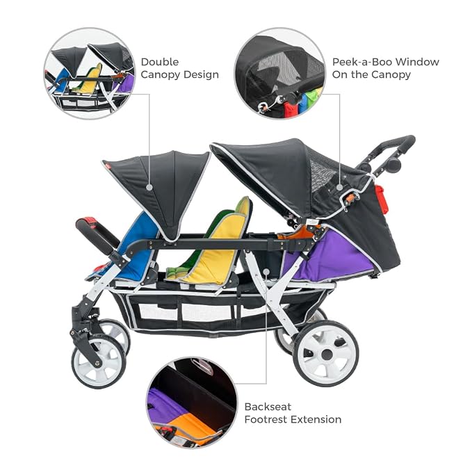 Familidoo H6E 6 seat Baby Stroller- Double Canopy - Image 4