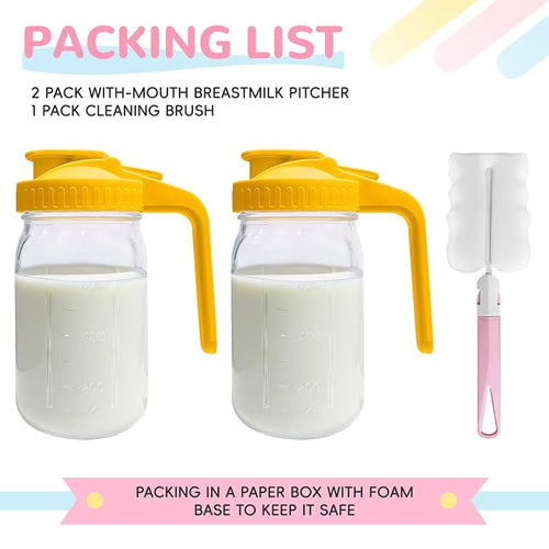 2 PACK Breast Milk Pitcher 32OZ Glass Breastmilk Pitcher - Image 2
