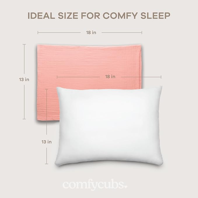 Comfy Cubs Toddler Pillow with Muslin Pillowcase, 13 x 18 in, 2 Pack - Image 6