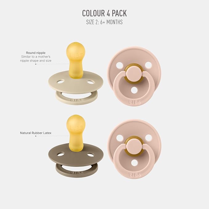 BIBS Color Soother, BPA Free Dummy Pacifier, Round Nipple. Natural Rubber Latex - Image 2