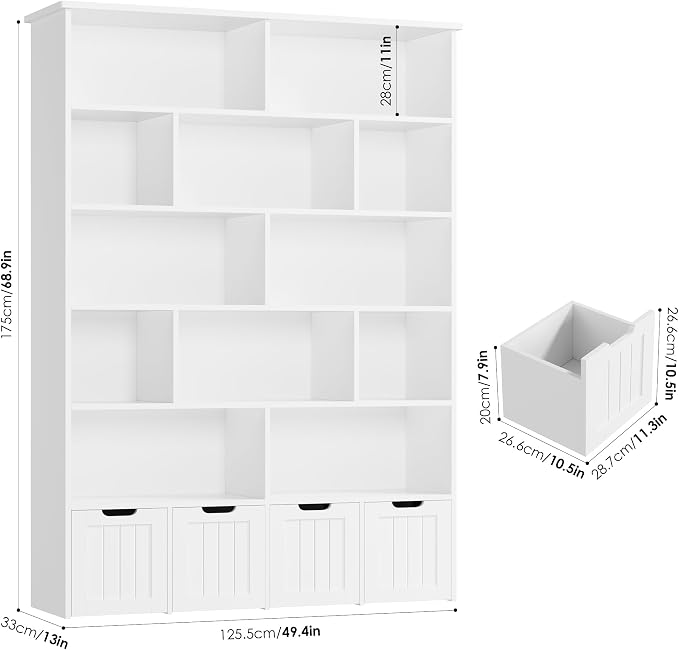 FINETONES 69" H Toy Storage Organizer, 6 Tier Tall Kids Bookshelf - Image 3
