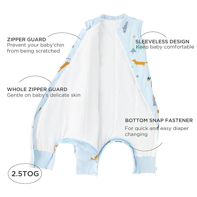 Duomiaomiao 2.5 TOG Toddler Sleep Sack 3-4T 100% Cotton Winter Side Open Zipper - Image 2