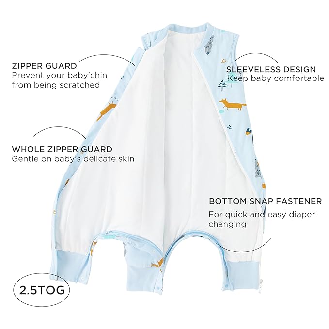 Duomiaomiao 2.5 TOG Toddler Sleep Sack 12-24 Months 100% Cotton Winter Side - Image 2