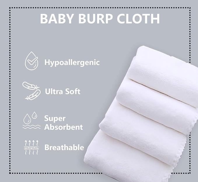 8 Pack Large Burp Cloths for Baby - Image 2