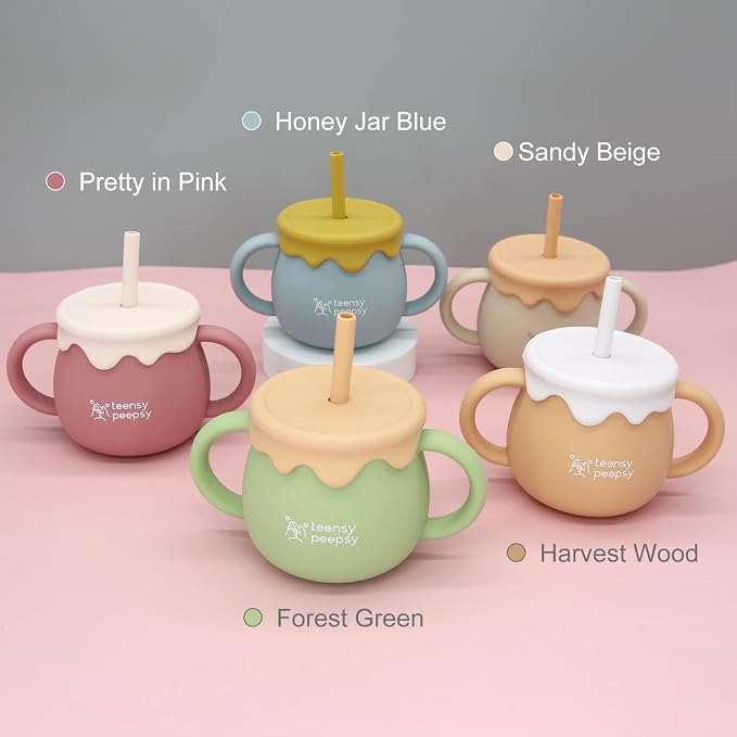 Honey Jar Pot 3-in-1 Silicone Training Cup 8.5oz, Unisex Baby Sippy Cup - Image 7