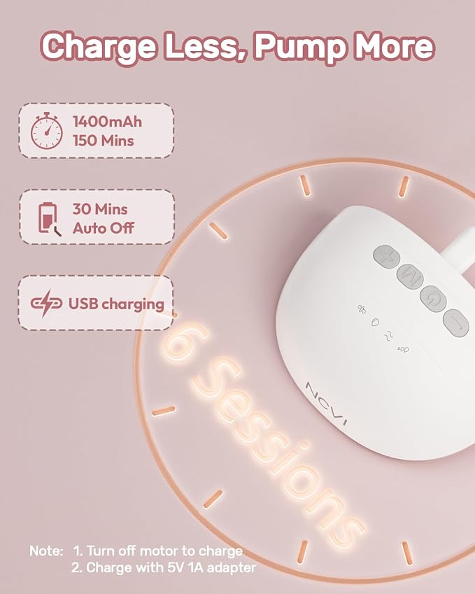 NCVI Wearable Hands Free Breast Pump, 4 Modes & 9 Levels - Image 4