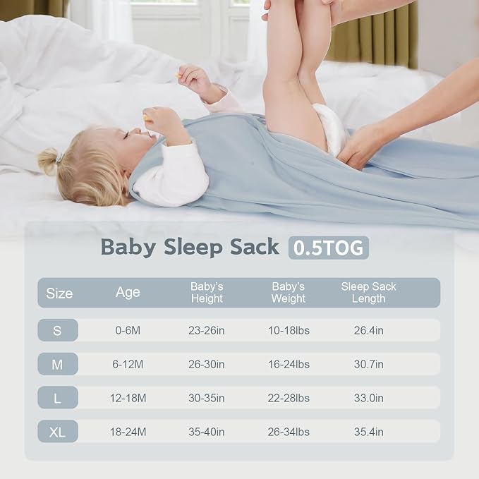 3 Pack Baby Sleep Sack 18-24 Months 100% Cotton TOG 0.5 Baby Sleeping Bag 2-Way - Image 5