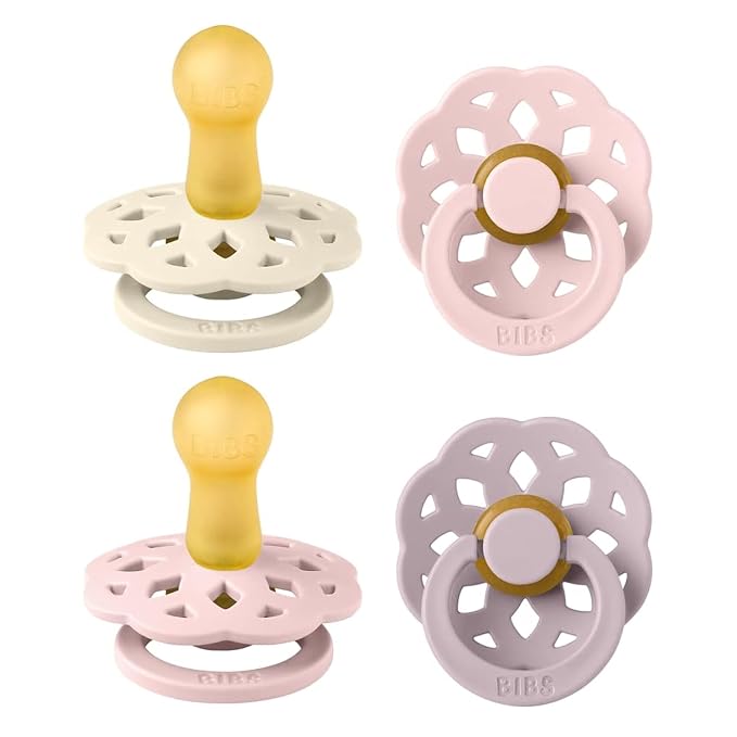 BIBS Boheme Soother 4-Pack | BPA Free Dummy Pacifier | Round Nipple | Natural by BIBS