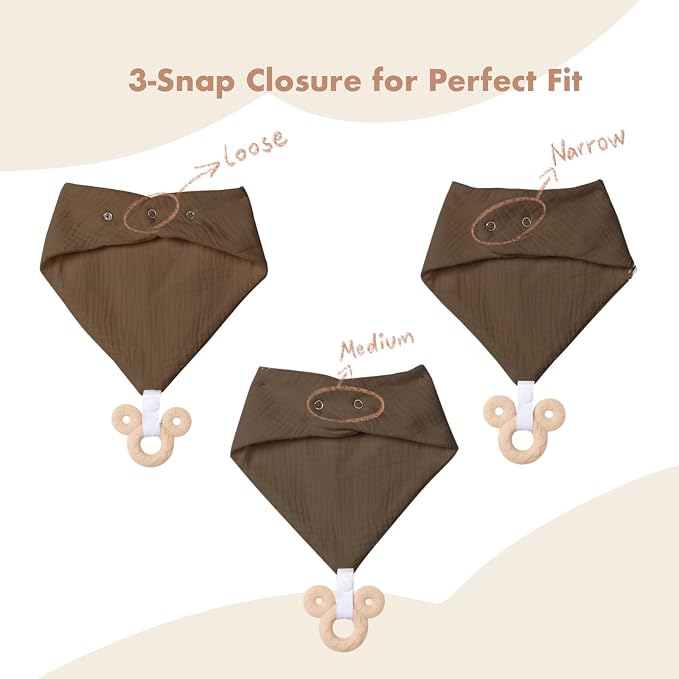 Baby Teething Bibs 6-Pack with Attachable Teether - Image 2