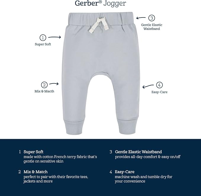 Gerber Baby-Boys Toddler 3-Pack Jogger Pants - Image 5