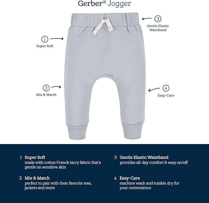 Gerber Baby-Boys Toddler 3-Pack Jogger Pants - Image 6