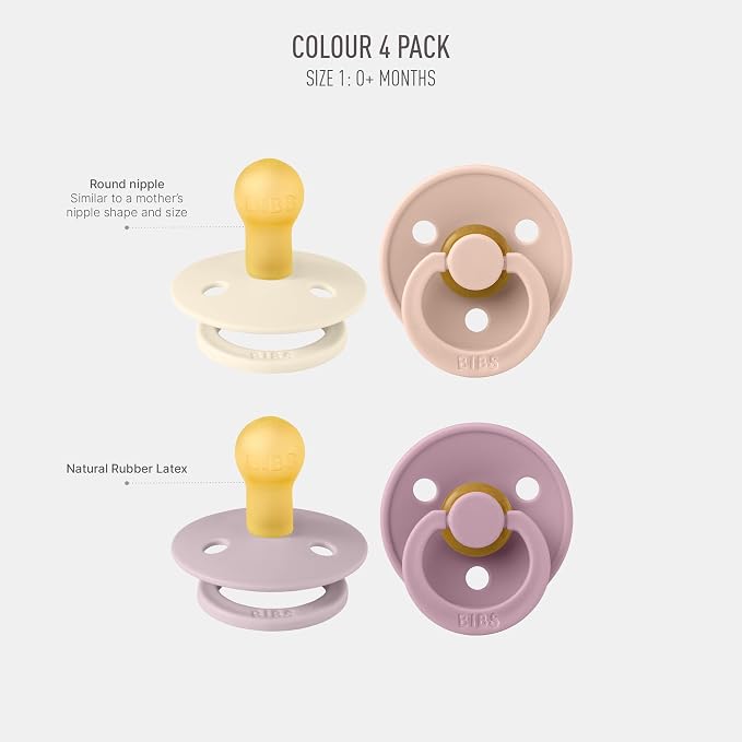 BIBS Pacifiers - Colour 4 Pack | Round Nipple Baby Pacifier | BPA Free Natural - Image 2